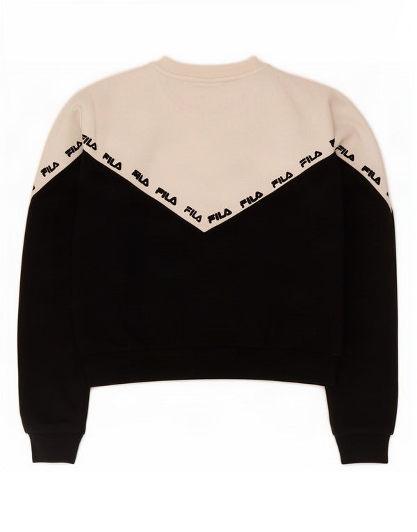 Fila Womens Oversized Crop Sweatshirt Jumper UK 6 XS Sort Colourblock