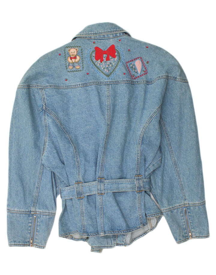 APART Womens Graphic Denim Jacket IT 44/46 Medium Blue Vintage Apart and Second-Hand Apart from Messina Hembry 