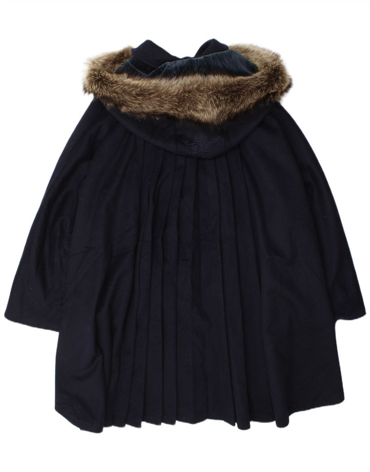 Mabrun Dame Hætte Oversized Overfrakke IT 44 Medium Marineblå Uld