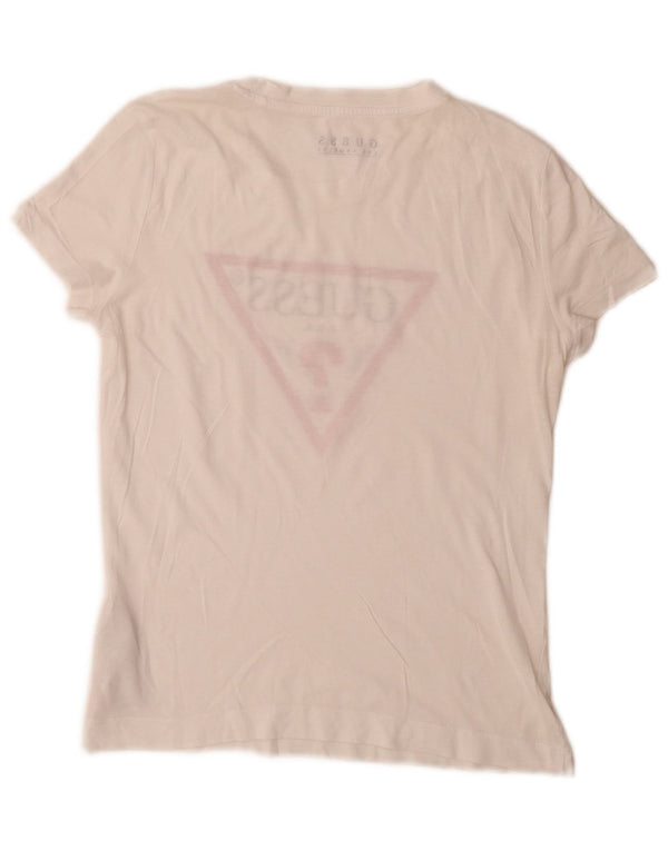 Guess Grafisk T-shirt top til kvinder UK 6 XS hvid bomuld