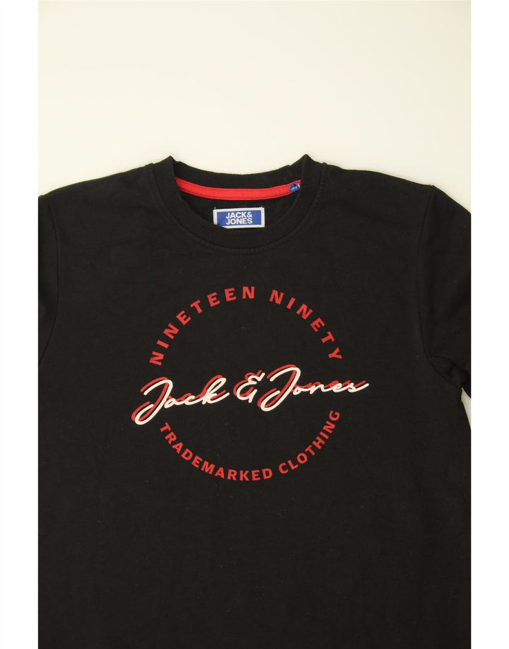 JACK & JONES Boys Graphic Sweatshirt Jumper 15-16 Years Black Cotton Vintage Jack & Jones and Second-Hand Jack & Jones from Messina Hembry 