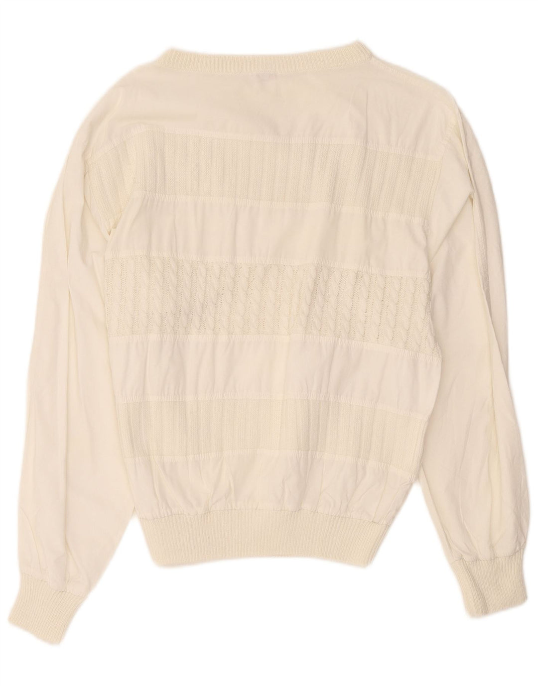 Vintage Herre Boat Neck Jumper Sweater IT 48 Medium Off White Bomuld