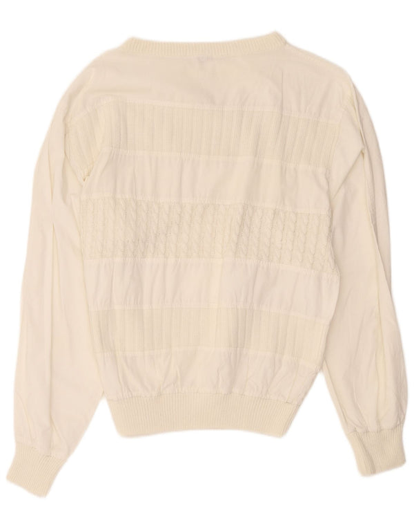 Vintage Herre Boat Neck Jumper Sweater IT 48 Medium Off White Bomuld