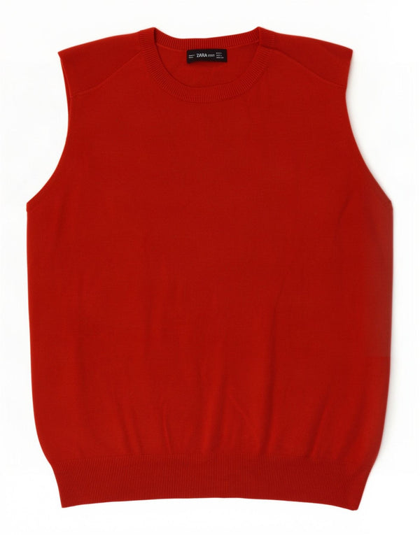 Zara Dame Vest Tank Top UK 14 Large Orange Viscose