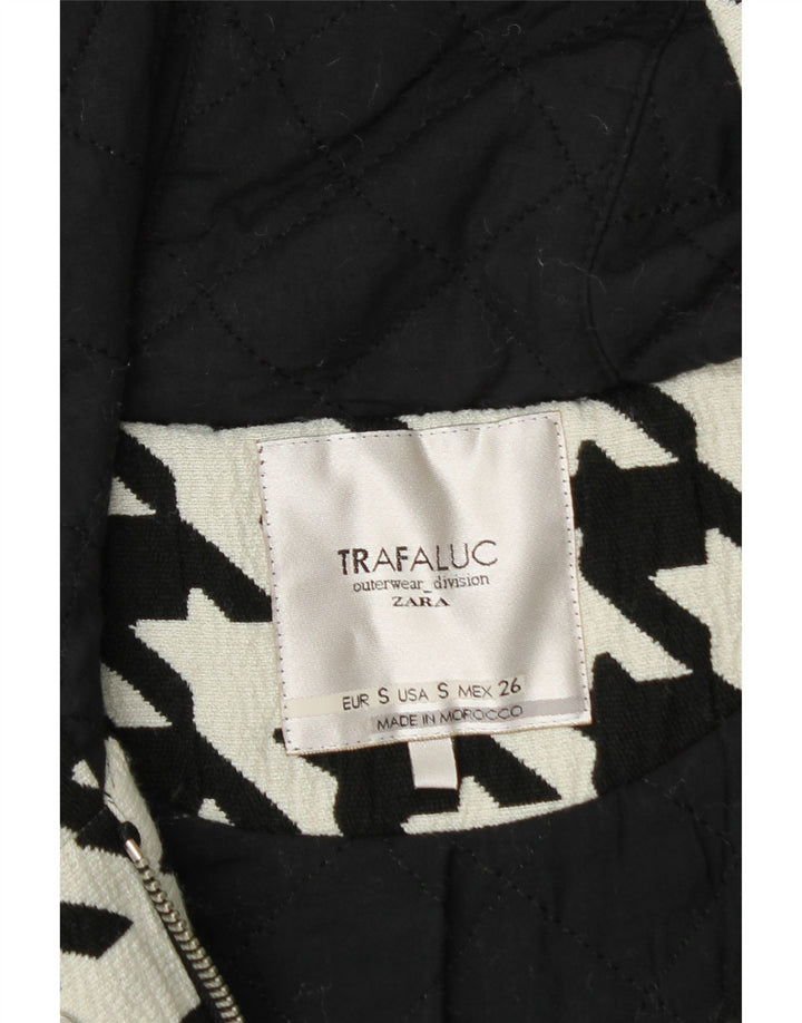 ZARA Dame Oversized Windbreaker Coat UK 10 Small White Houndstooth