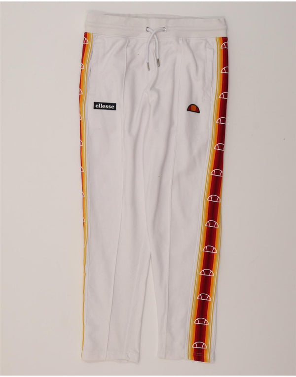 ELLESSE Mens Heritage Graphic Tracksuit Trousers Large White Colourblock