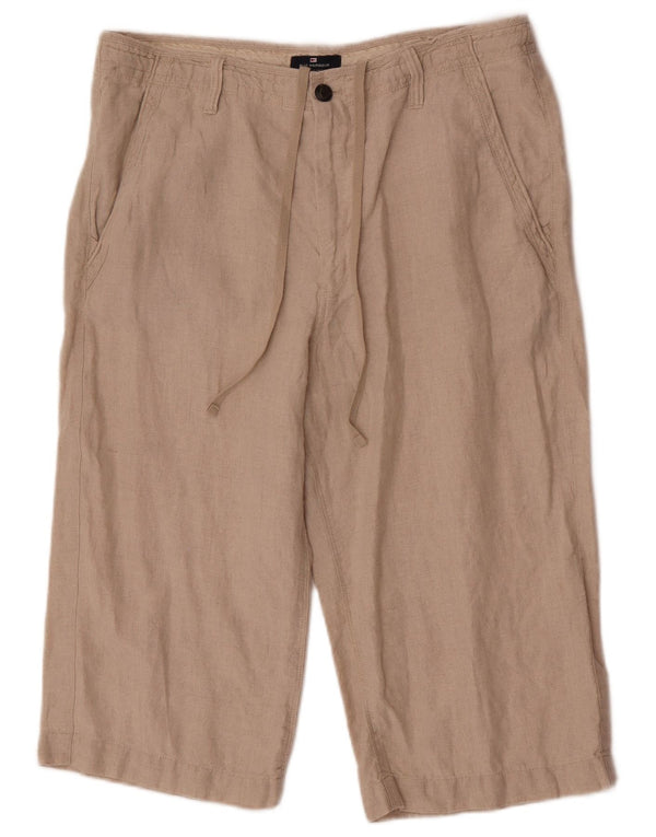 Marks & Spencer Herre Blue Harbor Bermuda Shorts Large W36 Beige Linen