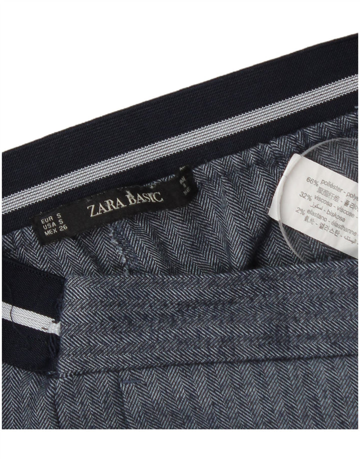 Zara Slim Chino-bukser til kvinder Small W26 L27 Blå sildebenspolyester