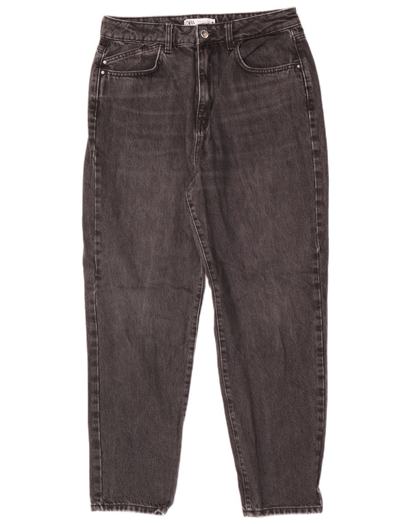 Zara Dame Højtaljede tilspidsede Jeans EU 40 Medium W30 L28 Sort Bomuld