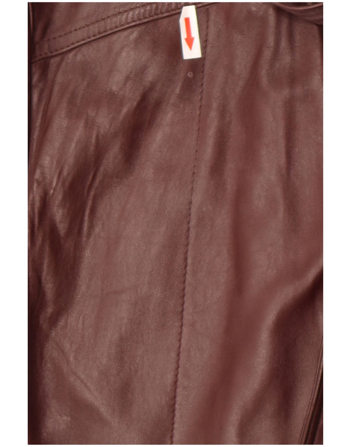 C & A Herre Military Leather Coat UK 40 Large Maroon Leather