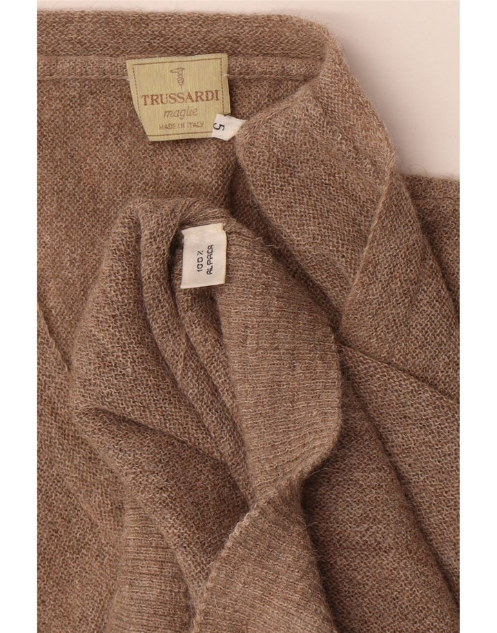Trussardi Herre V-hals sweater XL Brun Alpaca uld