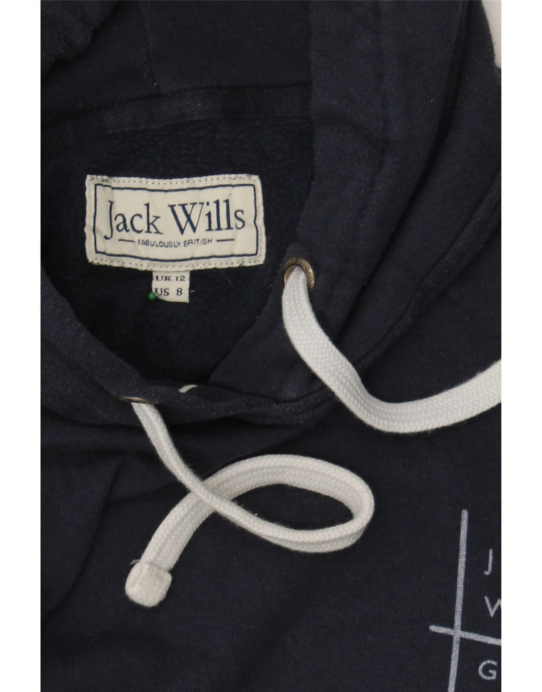 JACK WILLS Womens Oversized Hoodie Jumper UK 12 Medium Navy Blue Cotton Vintage Jack Wills and Second-Hand Jack Wills from Messina Hembry 