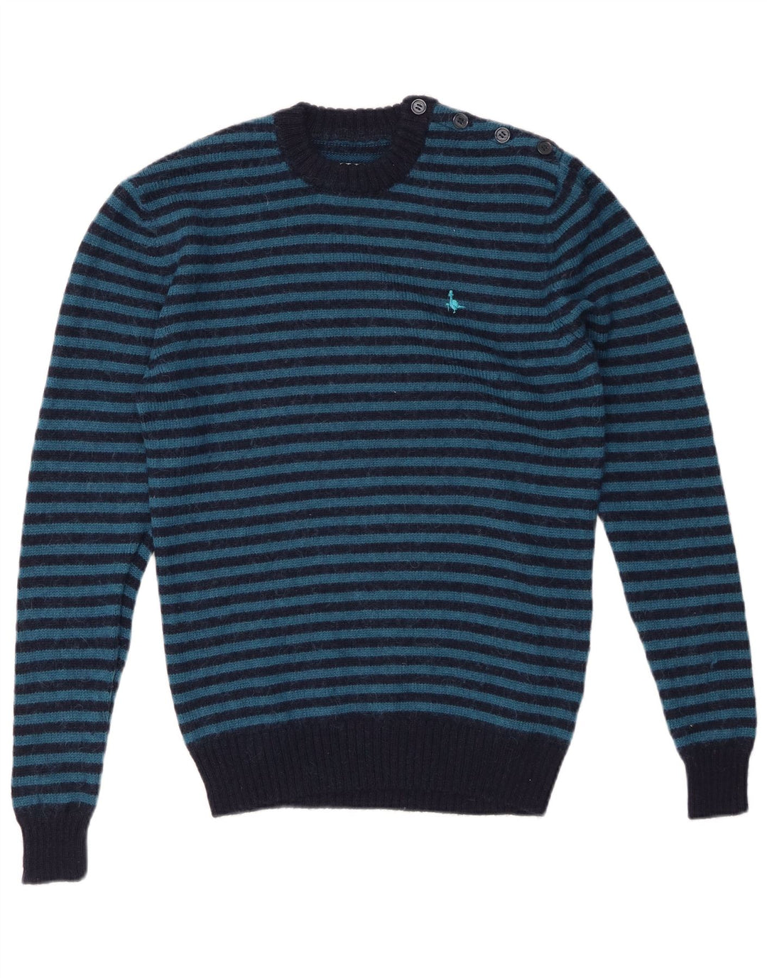 JACK WILLS Herre trøje med rund hals, lille marineblå stribet uld