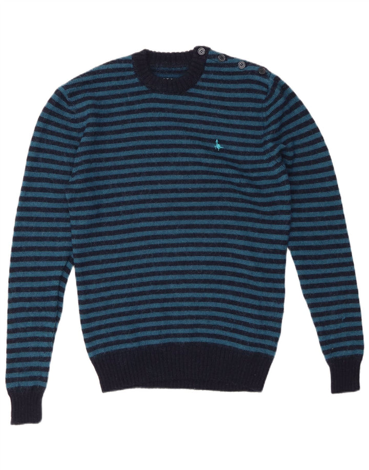 JACK WILLS Herre trøje med rund hals, lille marineblå stribet uld