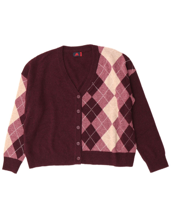 Kappa oversized cardigan sweater til kvinder UK 18 XL rødbrun Argyle/Diamond