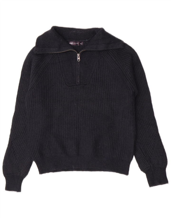 Marks & Spencer Dame sweater med lynlås-hals UK 10 Small Navy Blue