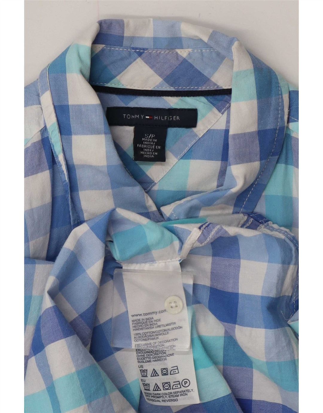 Tommy Hilfiger Dameskjorte UK 10 Small Blue Gingham Cotton