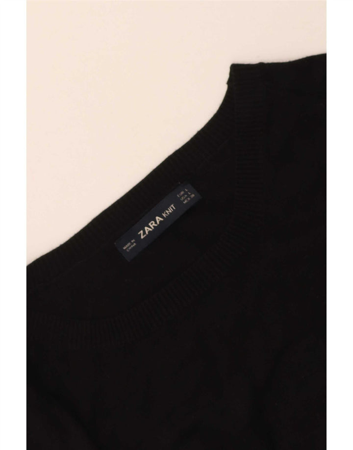 Zara Dame Boat Neck Jumper Sweater UK 14 Large Black