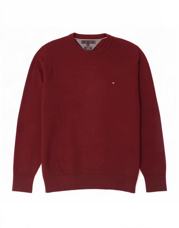 Tommy Hilfiger Herre Crew Neck sweater Medium Maroon Bomuld
