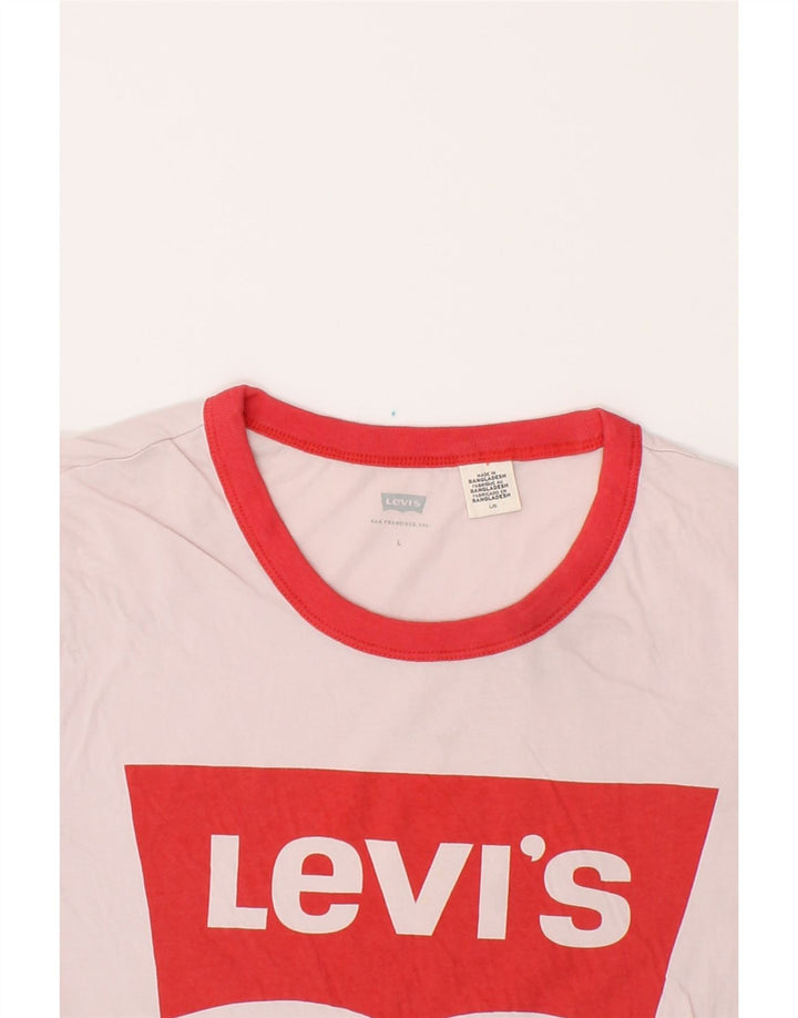 LEVI'S Womens Graphic T-Shirt Top UK 16 Large Pink Vintage Levi's and Second-Hand Levi's from Messina Hembry 