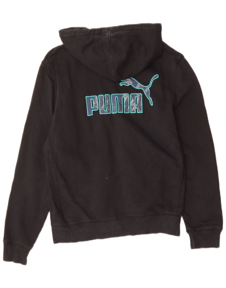 PUMA Mens Graphic Zip Hoodie Sweater Small Black Cotton Vintage Puma and Second-Hand Puma from Messina Hembry 