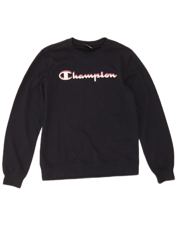 Champion drenge grafisk sweatshirt trøje 13-14 år XL marineblå bomuld