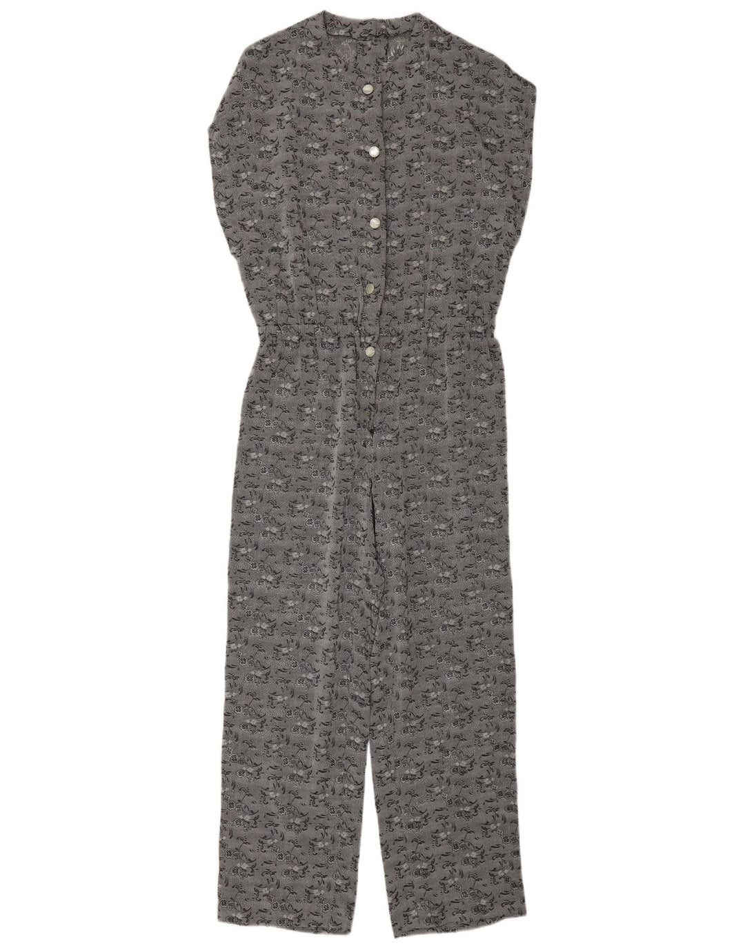 Vintage Dame Jumpsuit UK 12 Medium Grey Floral