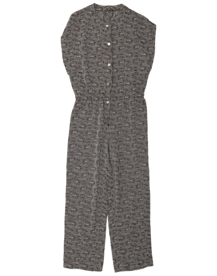 Vintage Dame Jumpsuit UK 12 Medium Grey Floral