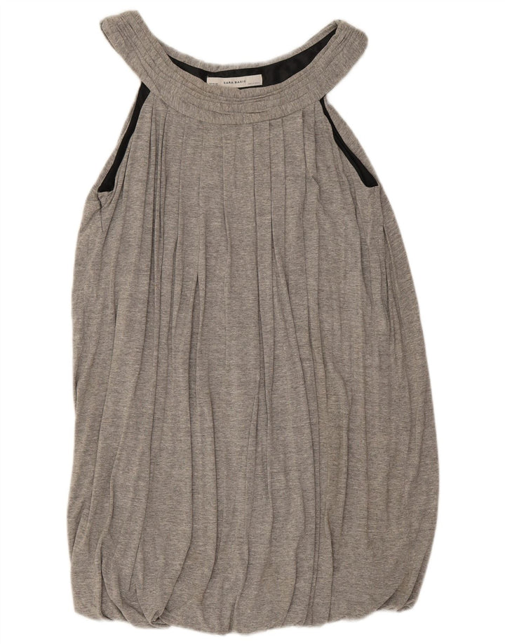 Zara Dame Ærmeløs Bubble Dress UK 12 Medium Grey Viscose