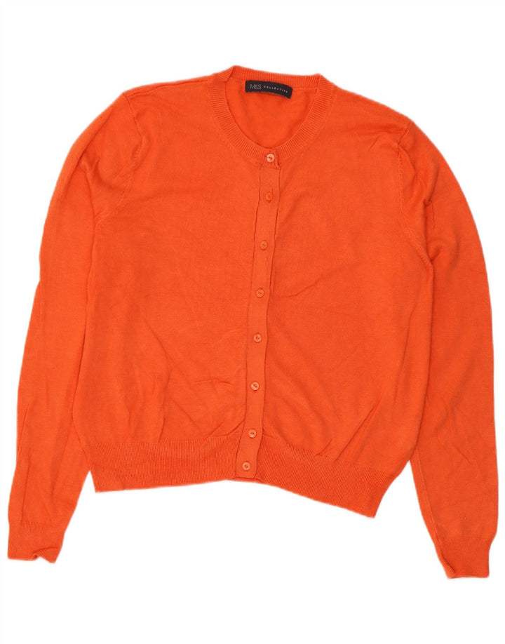 Marks & Spencer Dame Crop Cardigan Sweater UK 14 Medium Orange Viscose