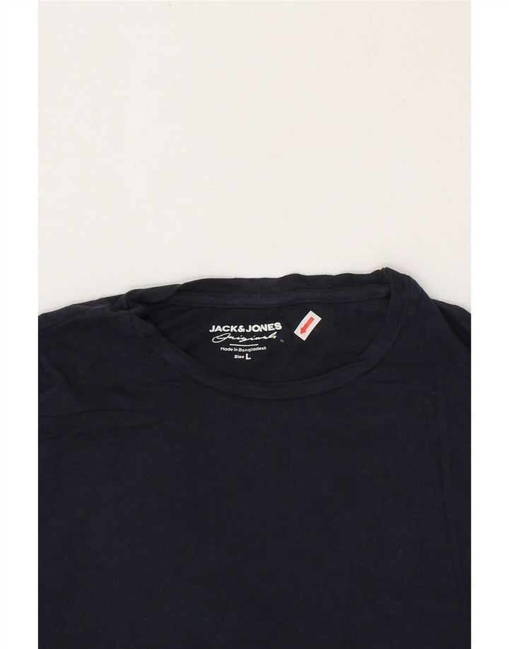 JACK & JONES Mens T-Shirt Top Large Navy Blue Cotton Vintage Jack & Jones and Second-Hand Jack & Jones from Messina Hembry 