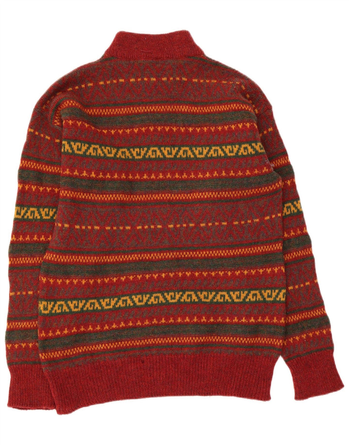 Vintage Herre Turtle Neck Jumper Sweater UK 40 Medium Rød Geometrisk Ny Uld