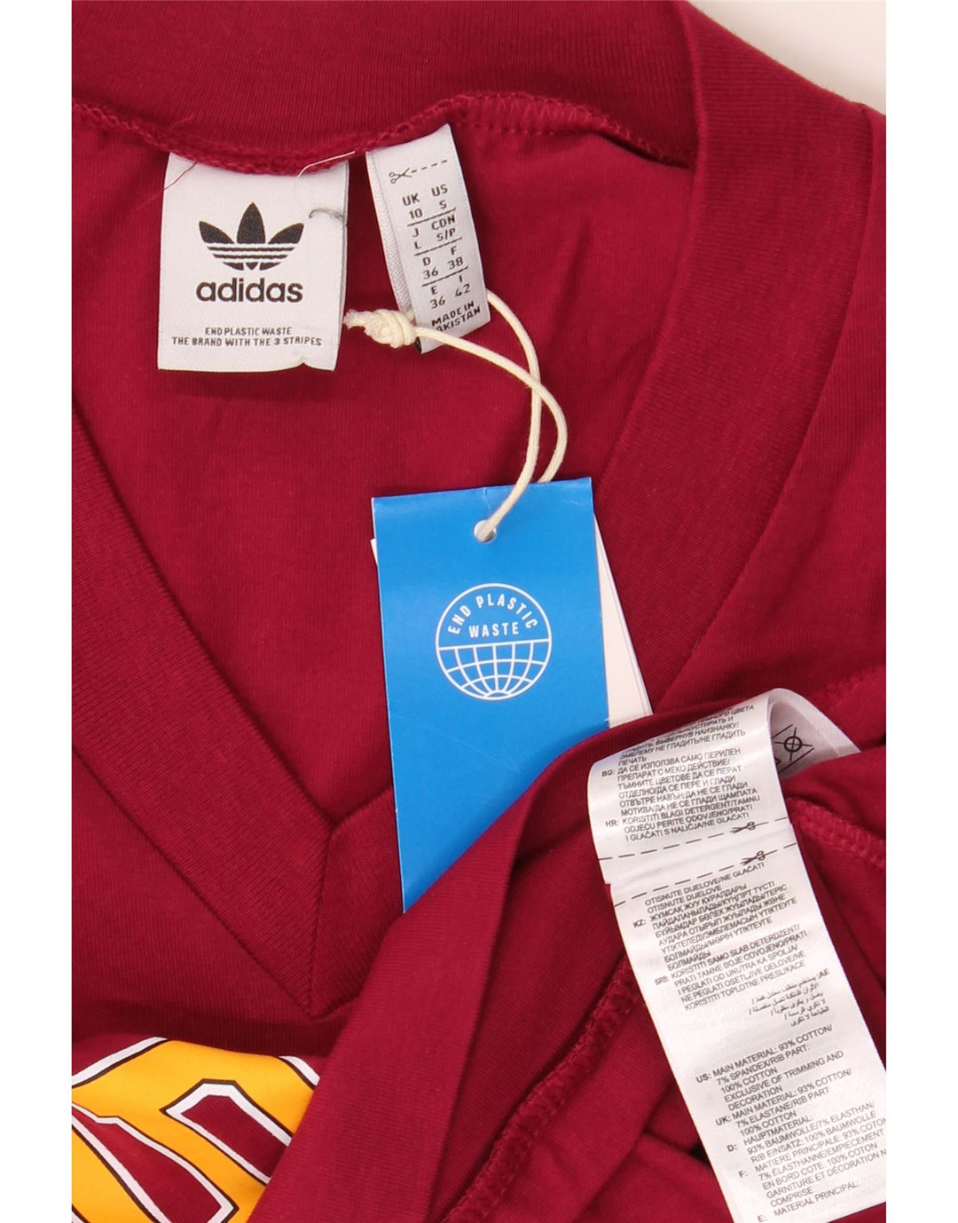 ADIDAS Dame Crop Grafisk Vest Top UK 10 Small Bourgogne Bomuld