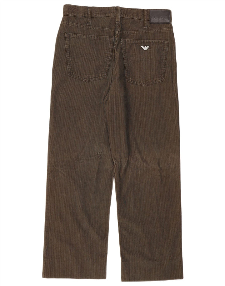 Armani lige fløjlsbukser til kvinder W34 L28 Khaki Polyester