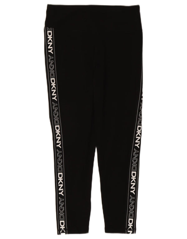 Dkny Womens Graphic Crop Leggings UK 12 Medium  Black Cotton