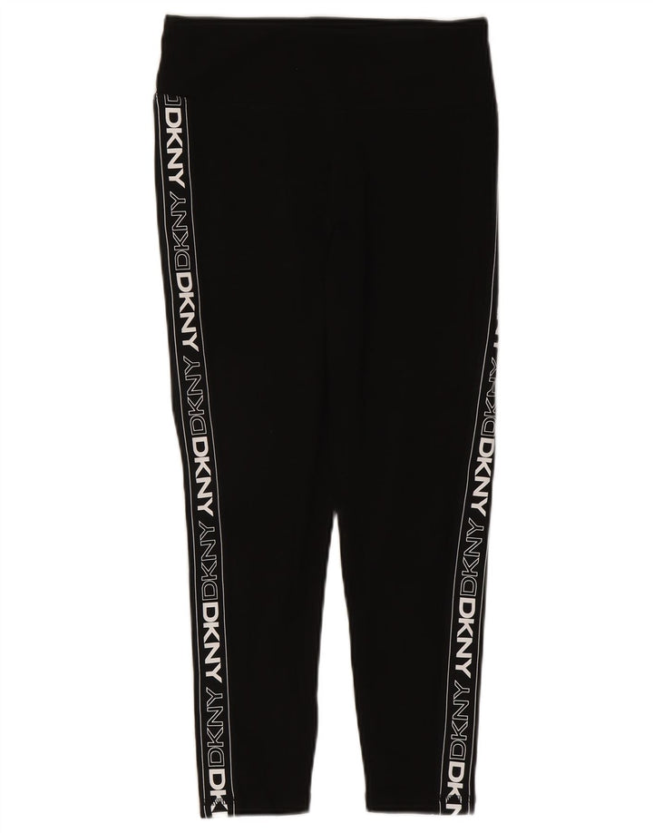 Dkny Womens Graphic Crop Leggings UK 12 Medium Black Bomuld