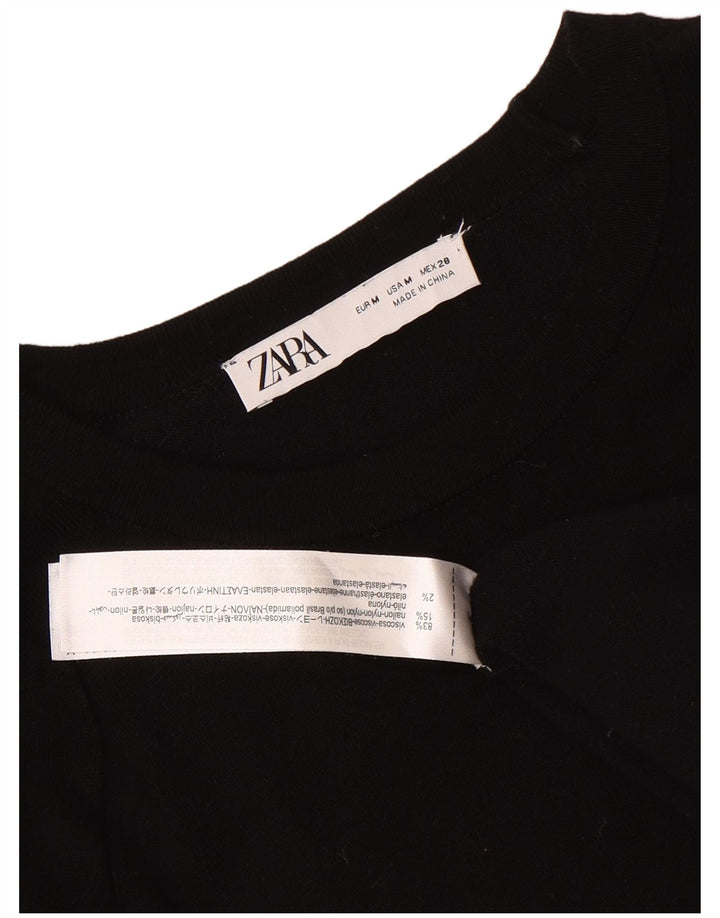 Zara Dame Boat Neck Jumper Sweater UK 12 Medium Black Viscose