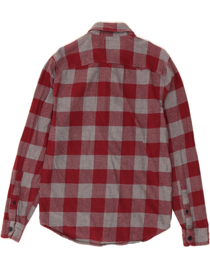 HOLLISTER Mens Shirt Small Burgundy Check Cotton Vintage Hollister and Second-Hand Hollister from Messina Hembry 