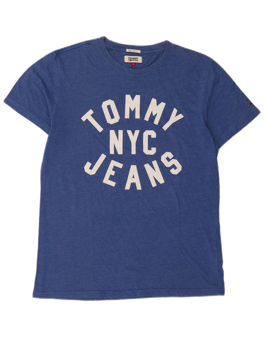 Tommy Hilfiger Herre Regular Fit Grafisk T-Shirt Top Stor Blå Polyester