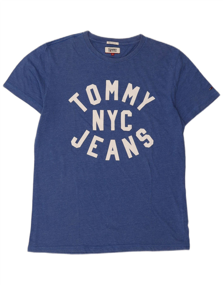 Tommy Hilfiger Herre Regular Fit Grafisk T-Shirt Top Stor Blå Polyester