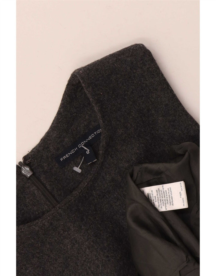 French Connection Dame Ærmeløs Shift Dress UK 8 Small Grey Lammeuld