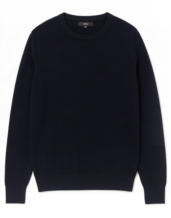 Marks & Spencer Herre Boat Neck Jumper Sweater Lille marineblå akryl