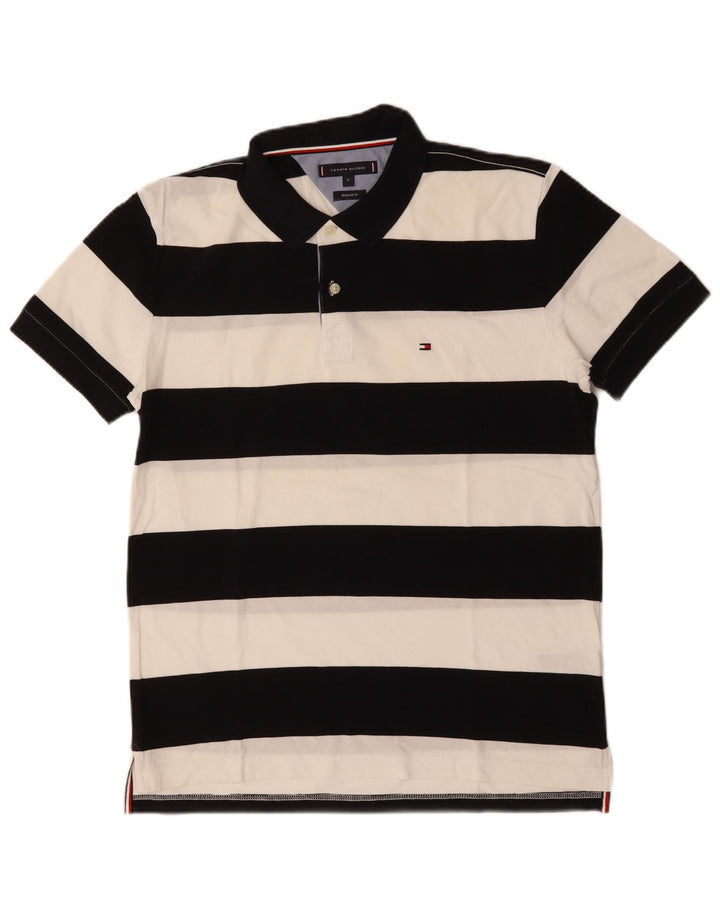 Tommy Hilfiger Herre Regular Fit Polo Shirt Medium Sort Stribet Bomuld