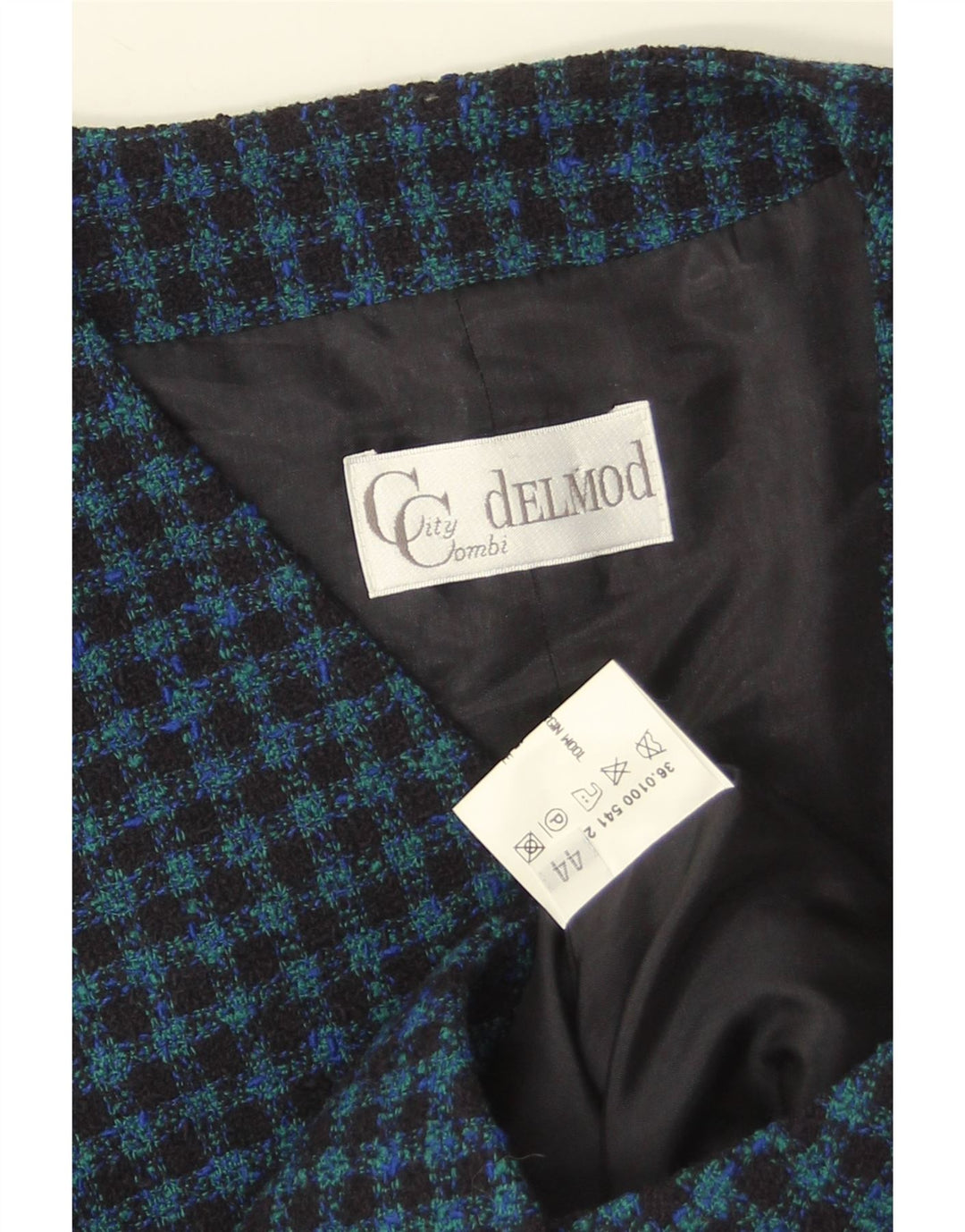 Delmod Damevest EU 44 XL Navy Blue Gingham New Wool