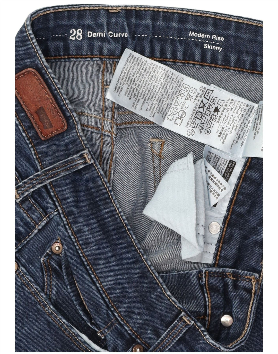 LEVI'S Dame Demi Curve Modern Rise Skinny Jeans W28 L30 Marineblå Bomuld