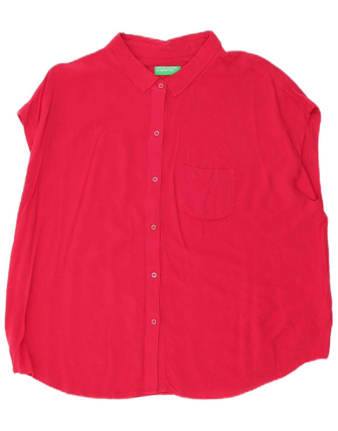 Benetton Dame Ærmeløs Oversized skjorte UK 16 Large Pink Viscose