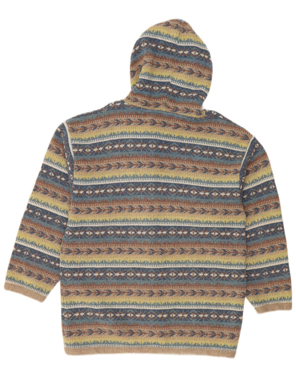 Vintage sweater med hætte til kvinder UK 18 XL Flerfarvet stribet