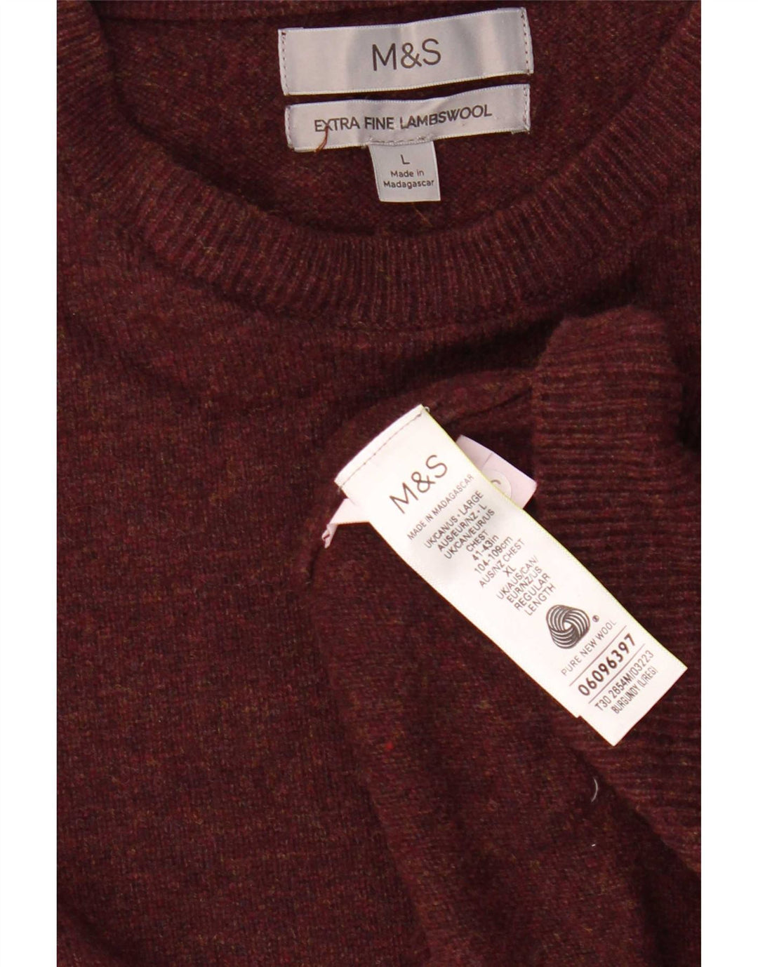 Marks & Spencer Herre sweater med rund hals, stor Bourgogne uld