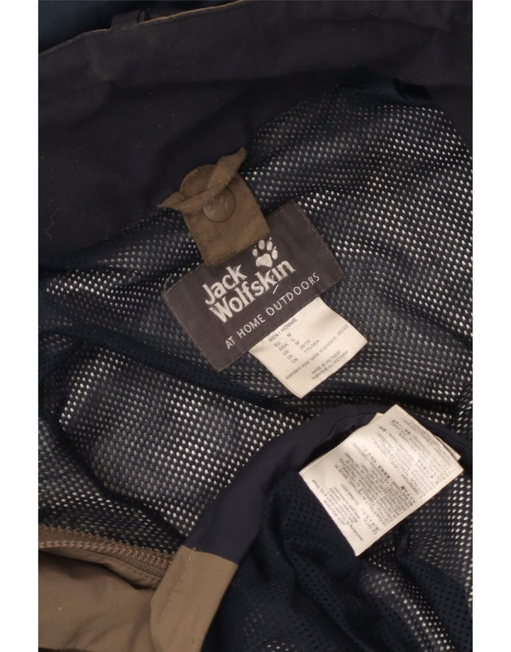 Jack Wolfskin Regnjakke med hætte til mænd UK 36/38 Medium Beige Colourblock