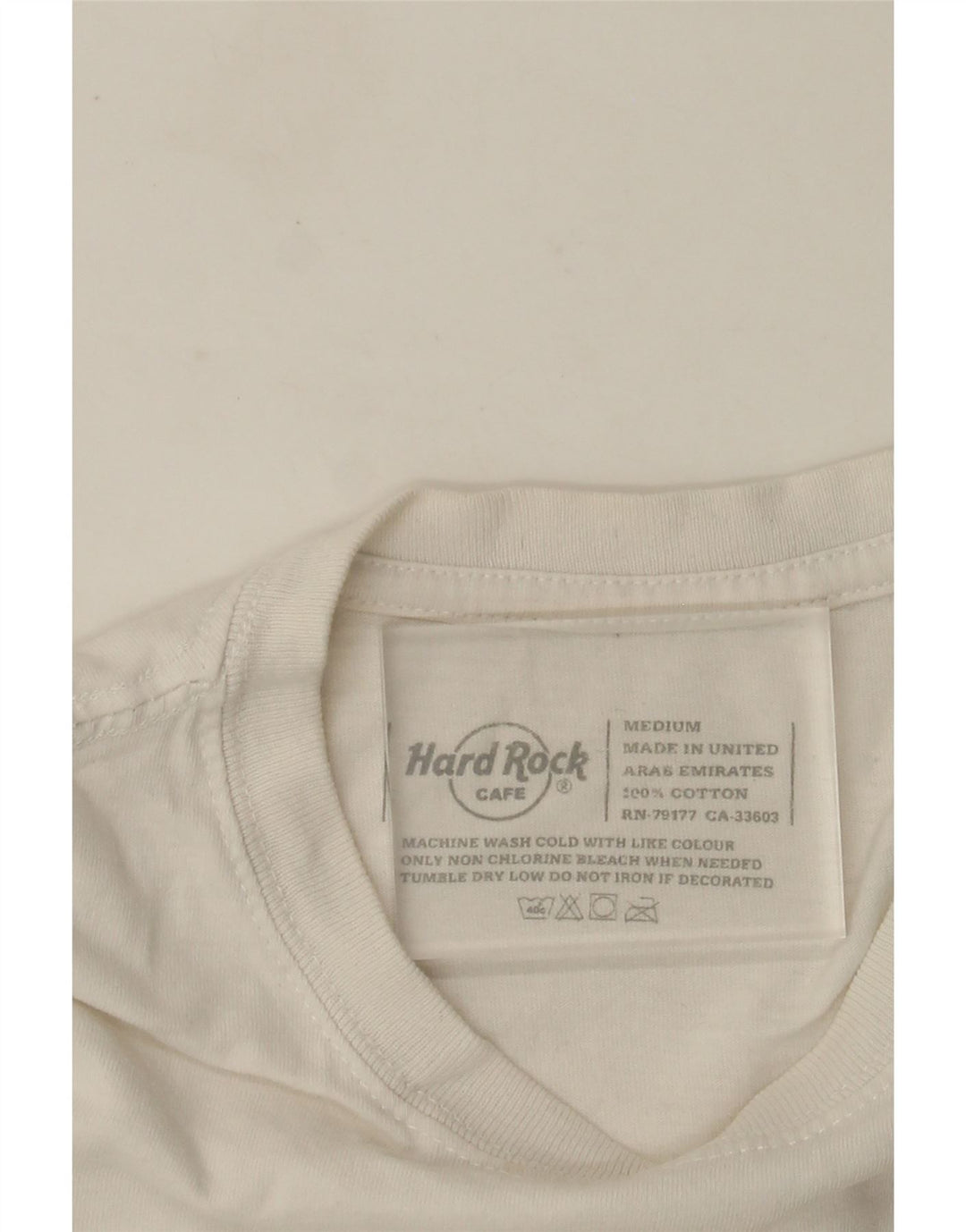 Hard Rock Cafe Herre Amsterdam Grafisk T-Shirt Top Medium Off White Bomuld